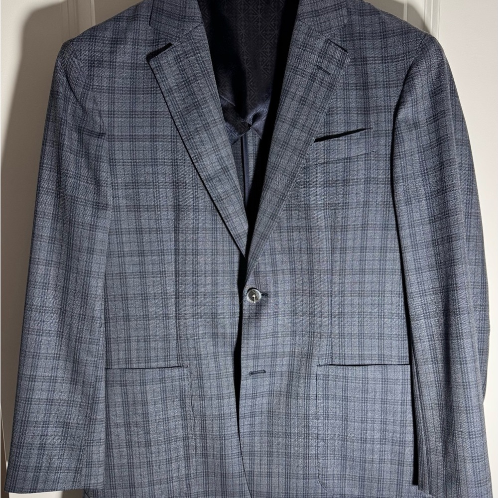 Hardy Amies Blue Checkered Sport Coat